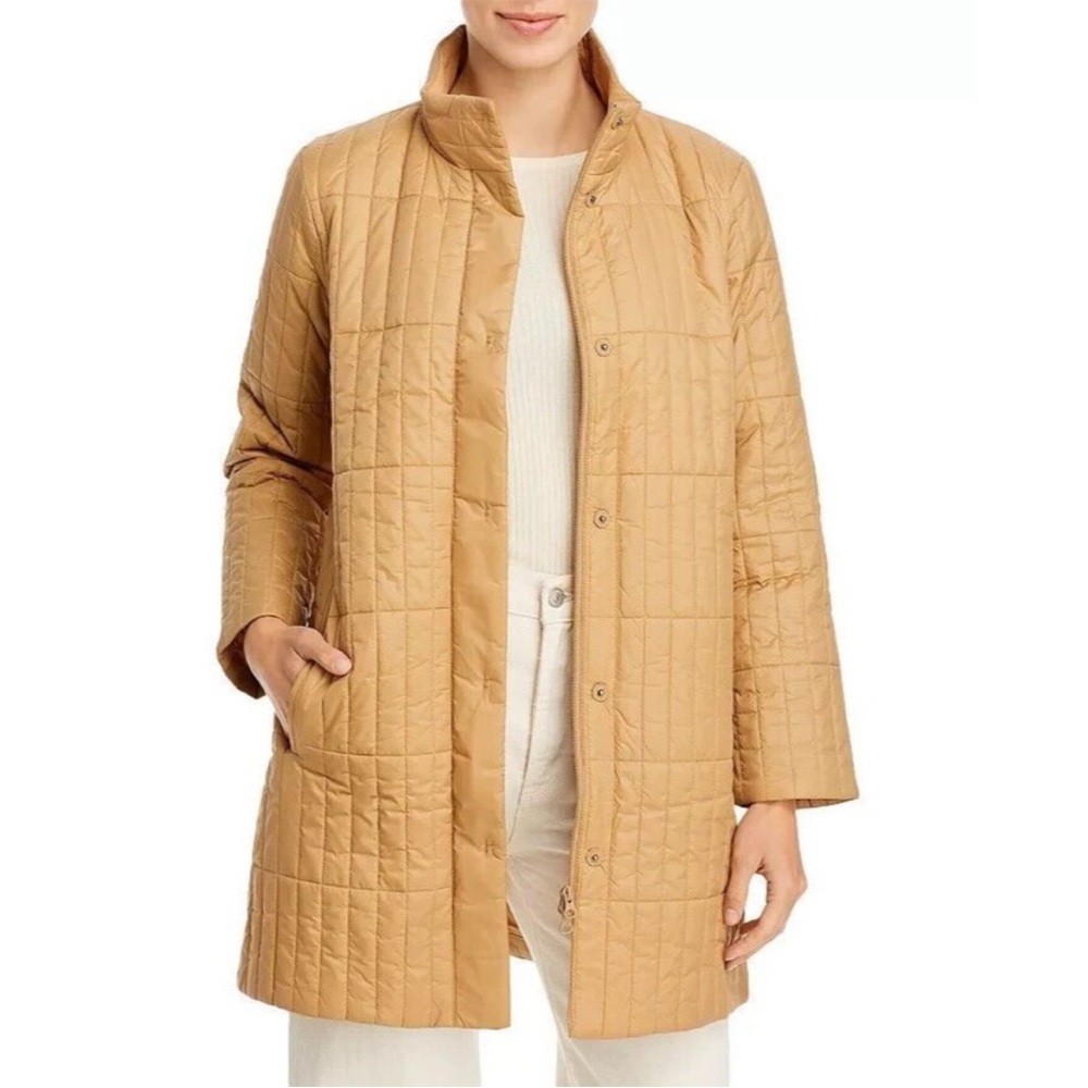 Eileen Fisher Quilted Stand Collar Coat